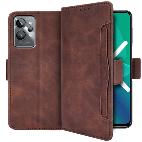Откидной чехол для Realme GT2 Pro, Card Slot, коричневый