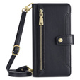 Откидной чехол для iPhone 15, Wallet Zipper Pocket, чёрный