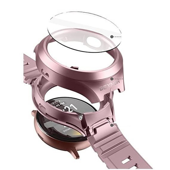 Ремінець + чохол Dexnor для Samsung Galaxy Watch Active 2 44mm, with tempered glass, рожевий
