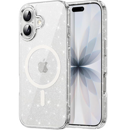 Чехол для iPhone 17, для MagSafe, глиттер, прозрачный