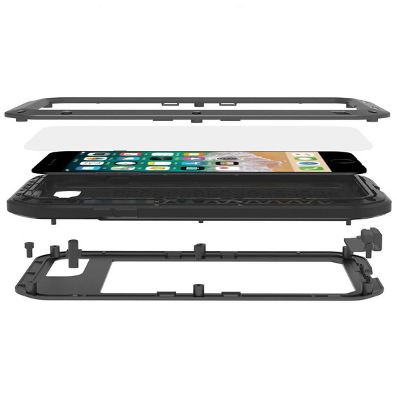 Чехол Love Mei до iPhone 8 Plus / 7 Plus, armored with glass, чёрный