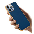Чехол до iPhone 14 Pro, Cowhide Leather, синий