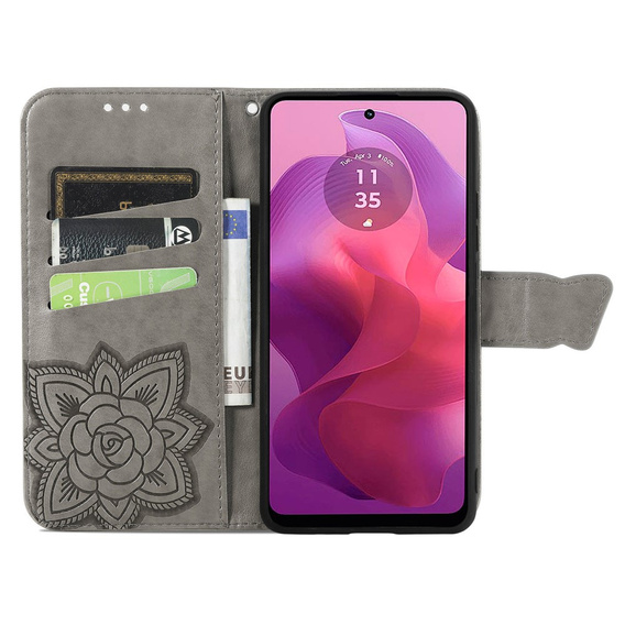 Чохол-книжка для Motorola Moto G24 / G24 Power / G04, Butterfly, сірий