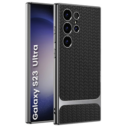 Чехол до Samsung Galaxy S23 Ultra, GKK Woven Leather, чёрный