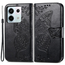 Откидной чехол для Xiaomi Redmi Note 13 Pro 5G, Butterfly, чёрный