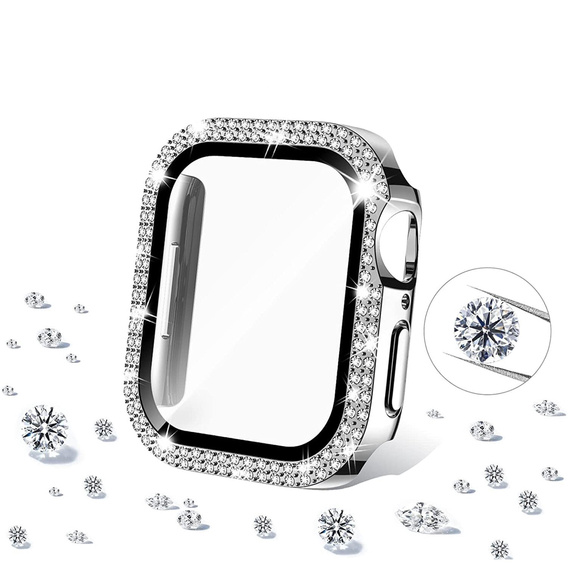 2в1 чехол и защитное стекло для часов Apple Watch 4/5/6/SE 44mm, Silver