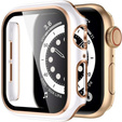 2в1 чехол и защитное стекло для часов Apple Watch 7/8 45mm - White / Gold