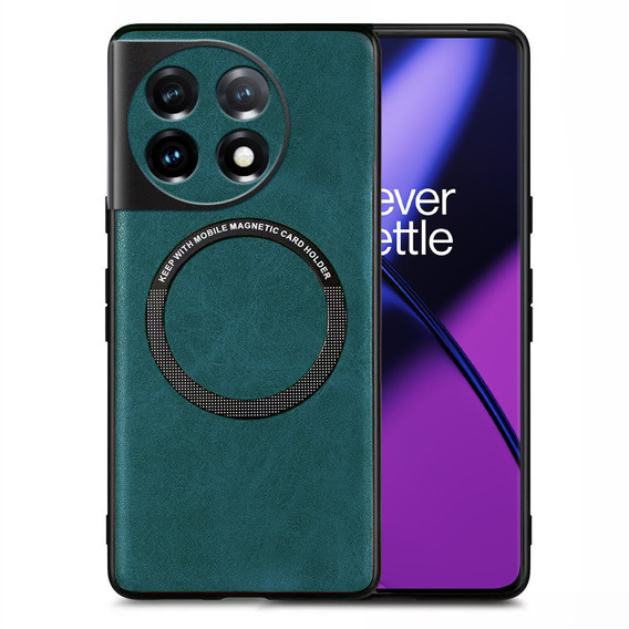 Чехол до OnePlus 11 5G, Leather Hybrid MagSafe, зелёный