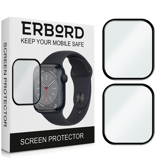 2x Гибридное стекло ERBORD для Apple Watch 7/8/9 41mm