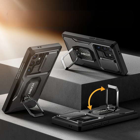 Чохол для Samsung Galaxy S24 Ultra, серія Tongate MECH з підставкою, чорний