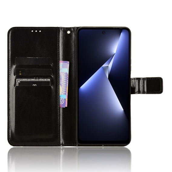 Футляр з клапаном для Tecno Pova 5 Pro 4G, Crazy Horse Wallet, чорний
