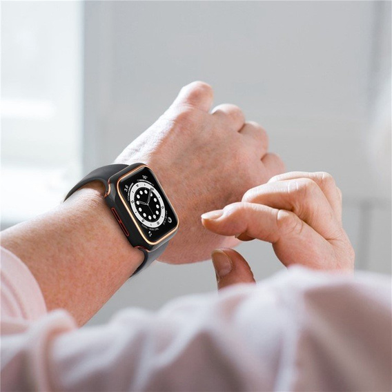 2в1 чехол и защитное стекло для часов Apple Watch 7/8 45mm - Black / Gold
