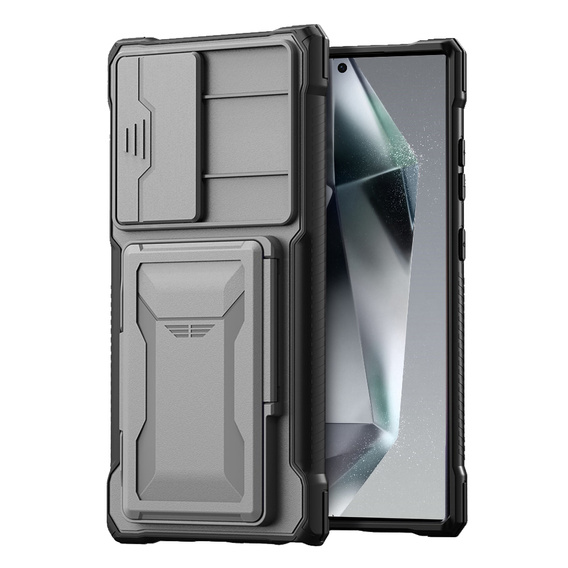 Чехол для Samsung Galaxy S24 Ultra, ERBORD SlideGuard with Card Holder, серый