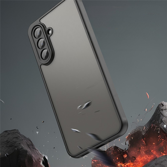 Матовий чохол для Samsung Galaxy A17 5G, димчастий з чорними боковинами