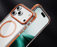 Бронированный чехол MagSafe прозрачный с оранжевыми боками для iPhone 17 Pro Max