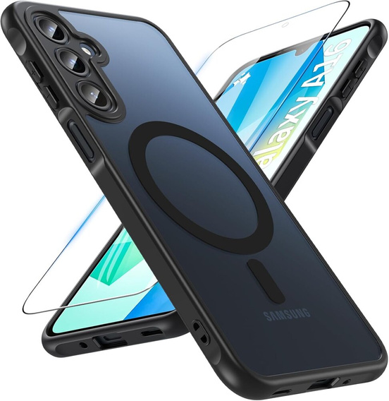 Чохол для Samsung Galaxy A16, для MagSafe, ERBORD Matt Case, чорний + захисне скло