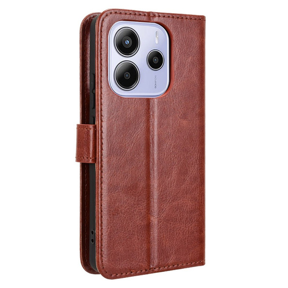 Футляр з клапаном для Xiaomi Redmi Note 14 4G, Crazy Horse Wallet, коричневий