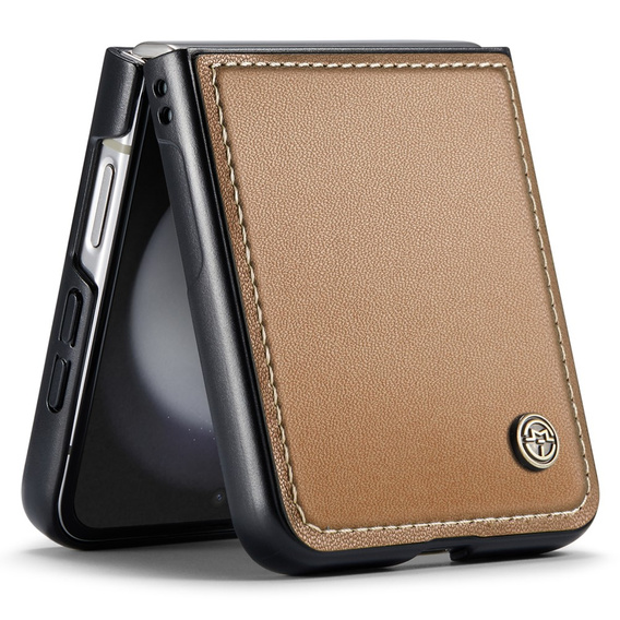 Чохол для Samsung Galaxy Z Flip7 FE / Z Flip6, CASE Litchi Leather, коричневий
