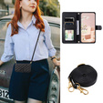 чехол-крышка для Xiaomi Redmi Note 13 Pro 4G / Xiaomi Redmi Note 14S / Xiaomi Poco M6 Pro 4G, Rhombus Crossbody Leather, чёрный