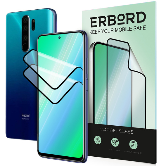 2x Гибридное керамическое стекло ERBORD для Xiaomi Redmi Note 8 Pro