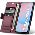 Чохол для Samsung Galaxy S24 FE, ERBORD Glossy Litchi, гаманець з клапаном, червоний