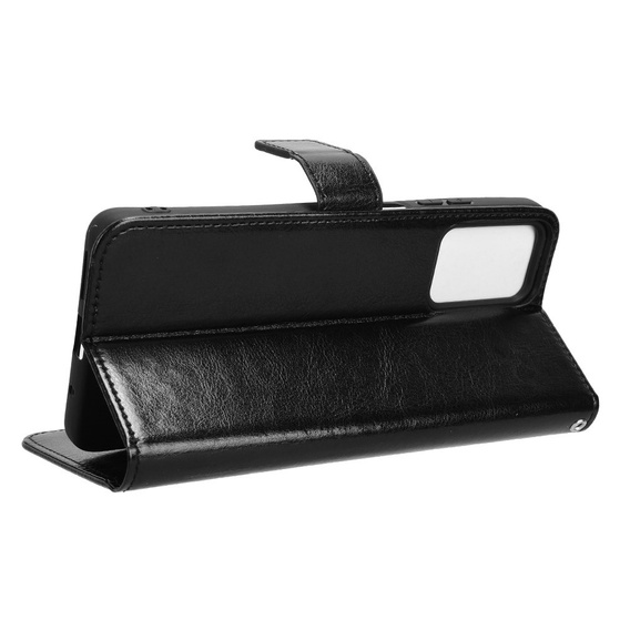 Футляр з клапаном для Motorola Moto E14, Crazy Horse Wallet, чорний
