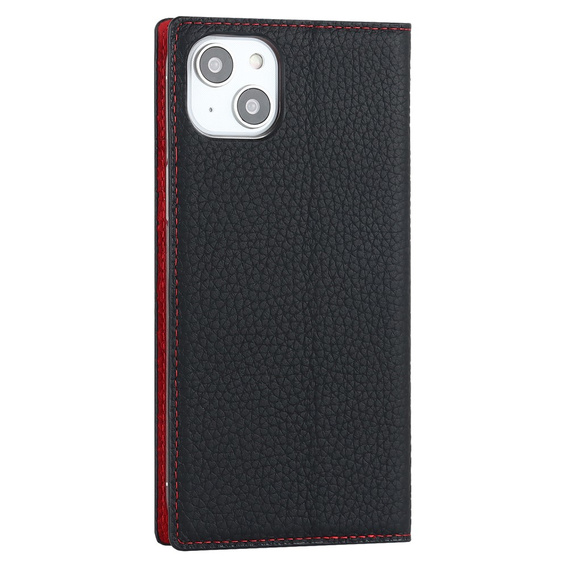 Откидной чехол для iPhone 15, Litchi Skin Grain, чёрный