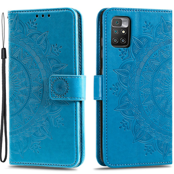 Откидной чехол для Xiaomi Redmi 10, Mandala, синий