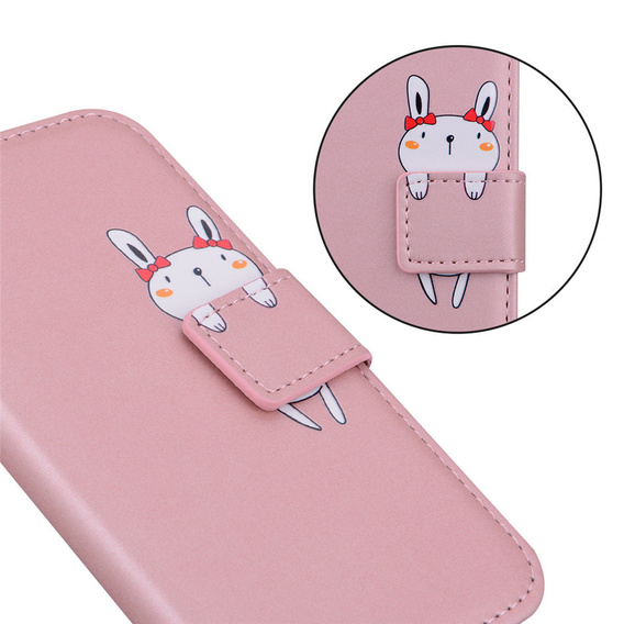 Чехол Wallet до Motorola Moto E20/E30/E40, Bunny, Pink