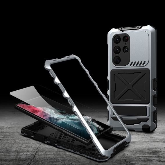 Броньований чохол для Samsung Galaxy S24 Ultra, Military Kickstand, сріблястий