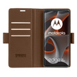 Чехол для Motorola Edge 50 Pro, ERBORD Glossy Litchi, кошелек с клапаном, коричневый