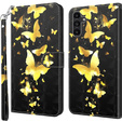 Откидной чехол для Samsung Galaxy A14 4G/5G, Wallet Butterfly, золотой