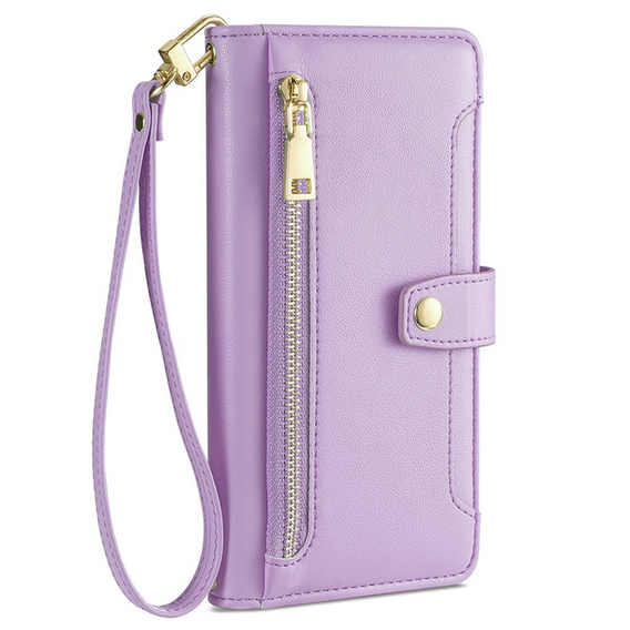 Откидной чехол для Xiaomi Poco F6 Pro, Wallet Zipper Pocket, фиолетовый
