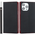 Откидной чехол для iPhone 15 Pro Max, Litchi Skin Grain, чёрный