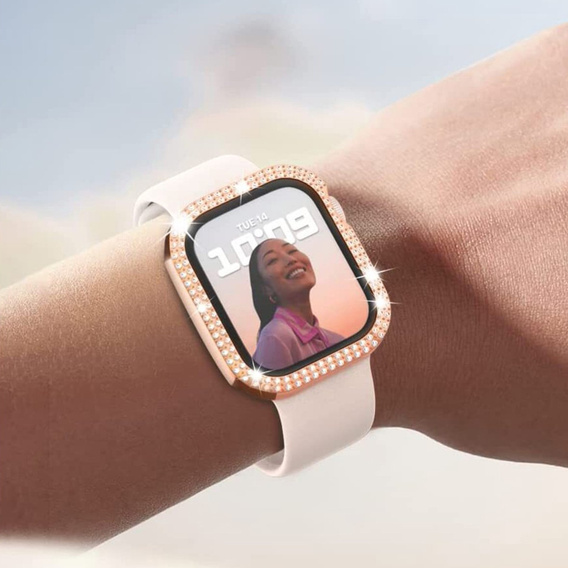 2в1 чехол и защитное стекло для часов Apple Watch 4/5/6/SE 44mm, Pink 
