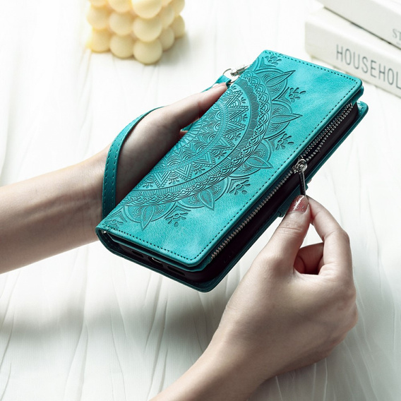 Откидной чехол для Xiaomi Redmi Note 13 Pro 4G / Xiaomi Redmi Note 14S / Xiaomi Poco M6 Pro 4G, Mandala, зелёный