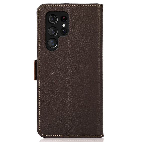 Чохол KHAZNEH RFID для Samsung Galaxy S24 Ultra, Litchi Texture, коричневий