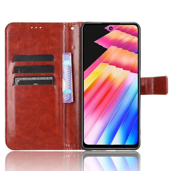Футляр з клапаном для Infinix Hot 30, Crazy Horse Wallet, коричневий