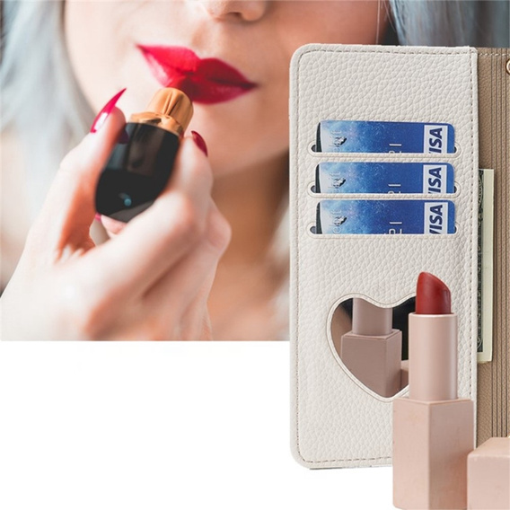 Чохол-книжка для Samsung Galaxy S21 FE, Wallet Zipper Pocket, з дзеркалом, білий