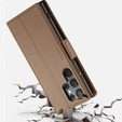 Чохол для Samsung Galaxy S24 Ultra, ERBORD Glossy Litchi, гаманець з клапаном, коричневий