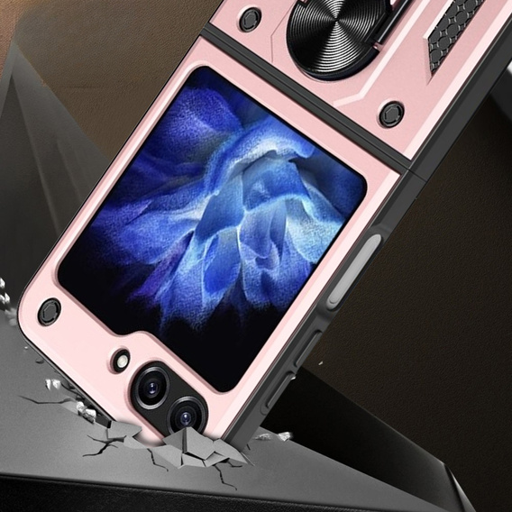 Бронированный Чехол до Samsung Galaxy Z Flip5 5G, Nox Case Ring, розовый rose gold