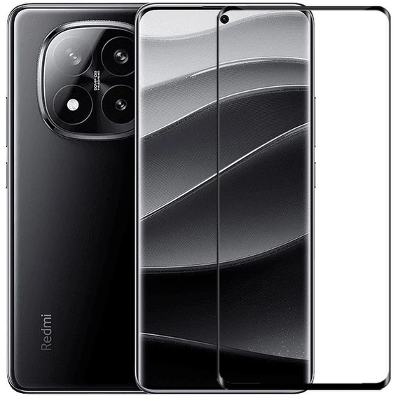 Закаленное стекло 3D для Xiaomi Redmi Note 14 Pro+, чёрная рама