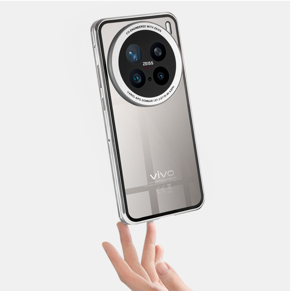 Чохол для Vivo X200 Pro 5G, Magnetic Dual Glass, сріблястий