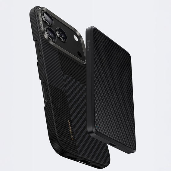 Чехол BENKS Kevlar для Samsung Galaxy S25 Ultra, для MagSafe, Carbon Fiber, чёрный
