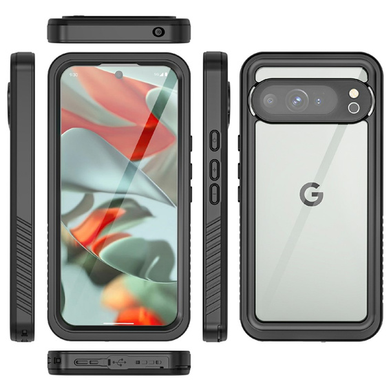 IP68 водонепроникний чохол для Google Pixel 9 Pro XL, Redpepper, чорний