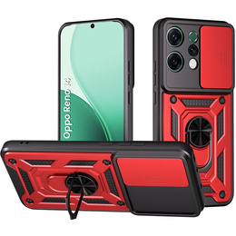 Бронированный чехол для Oppo Reno 14, с защитой камеры, с подставкой, красный