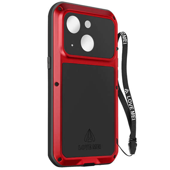 Чехол Love Mei до iPhone 14, armored with glass, красный