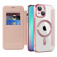 Откидной чехол для iPhone 15, RFID Wallet MagSafe CamShield, розовый