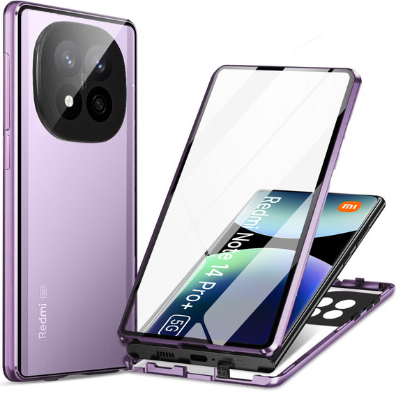 Чохол для Xiaomi Redmi Note 14 Pro+, Magnetic Dual Glass, фіолетовий