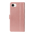 Чохол-сумка для iPhone 16E, Rhombus Crossbody Leather, рожевий rose gold